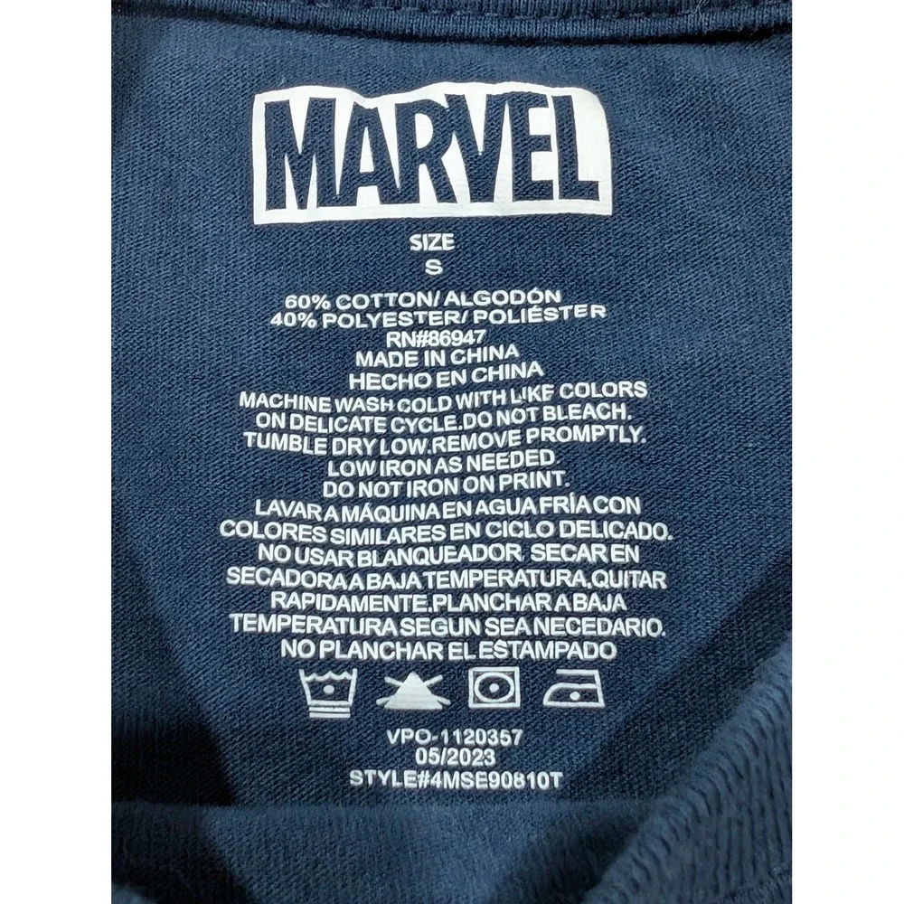 Marvel Gingerbread Men Heroes‎ Graphic T Shirt Navy Blue Size S